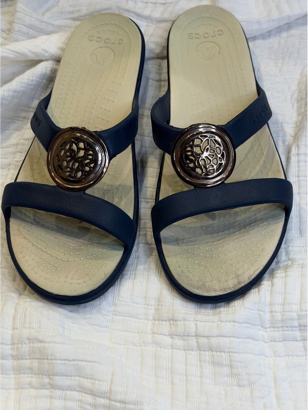 Crocs Women's Navy Blue Slide Sandals Size 7W